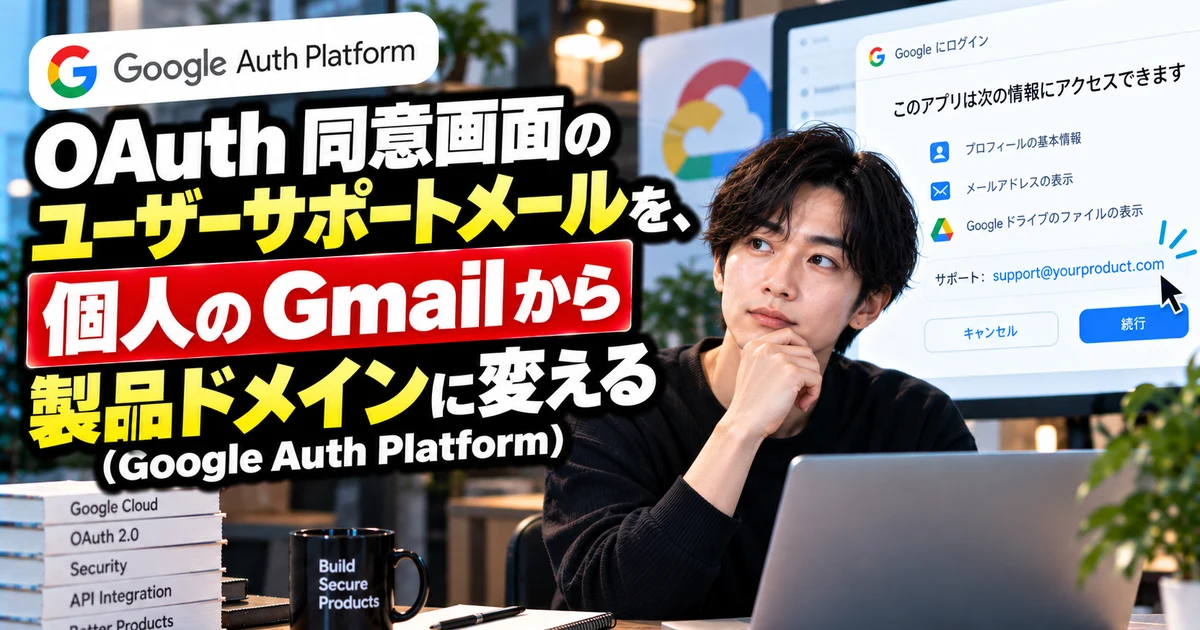 Google Cloud の OAuth 同意画面、サポートメールが個人の Gmail のままになっていませんか
